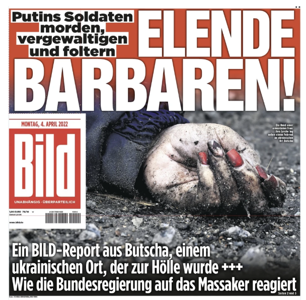 Headline of Bild, a German nationwide daily newspaper, from April 4, 2022: 