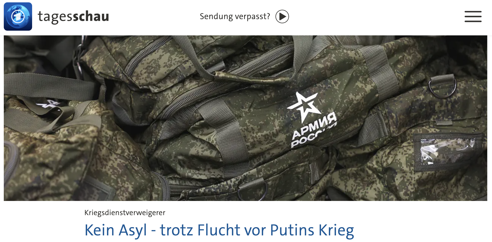 Headline on tagesschau.de, a German broadcasting station. from November 21, 2023: 